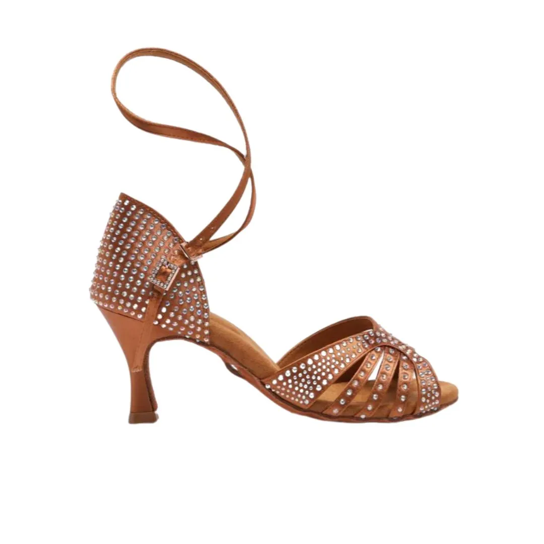 1618TC Ladies Rhinestone Elegant Vintage Flared Heel Latin Dance Shoe