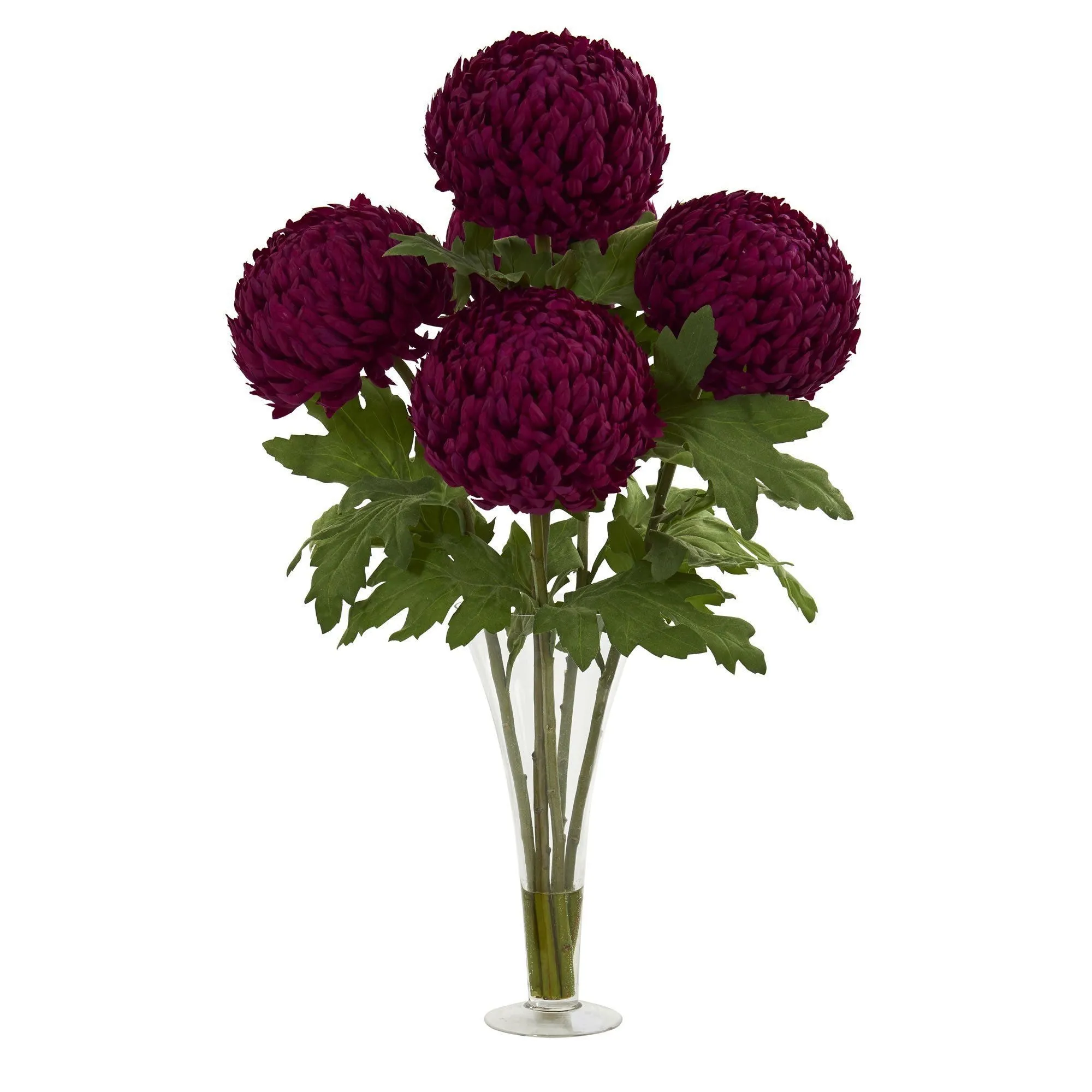 30” Mum Artificial Arrangement in Flared Vase