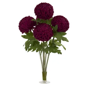 30” Mum Artificial Arrangement in Flared Vase