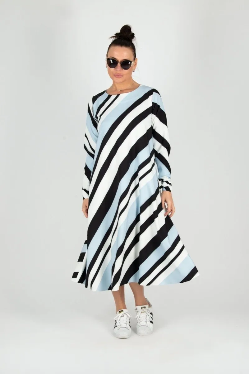 A line Beige Stripe Dress Margo SALE