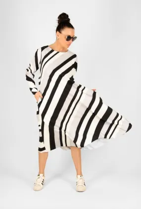 A line Beige Stripe Dress Margo SALE