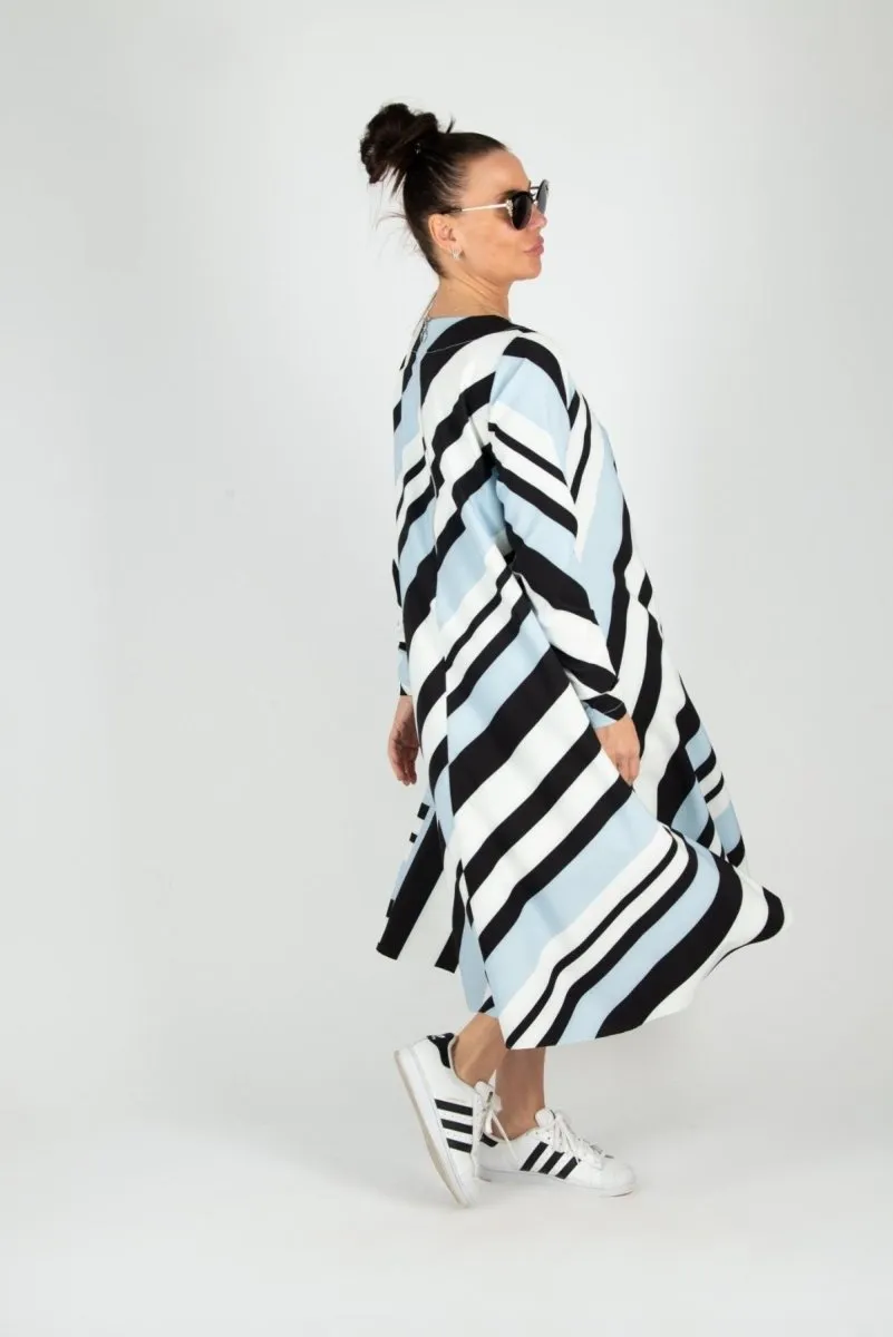 A line Beige Stripe Dress Margo SALE