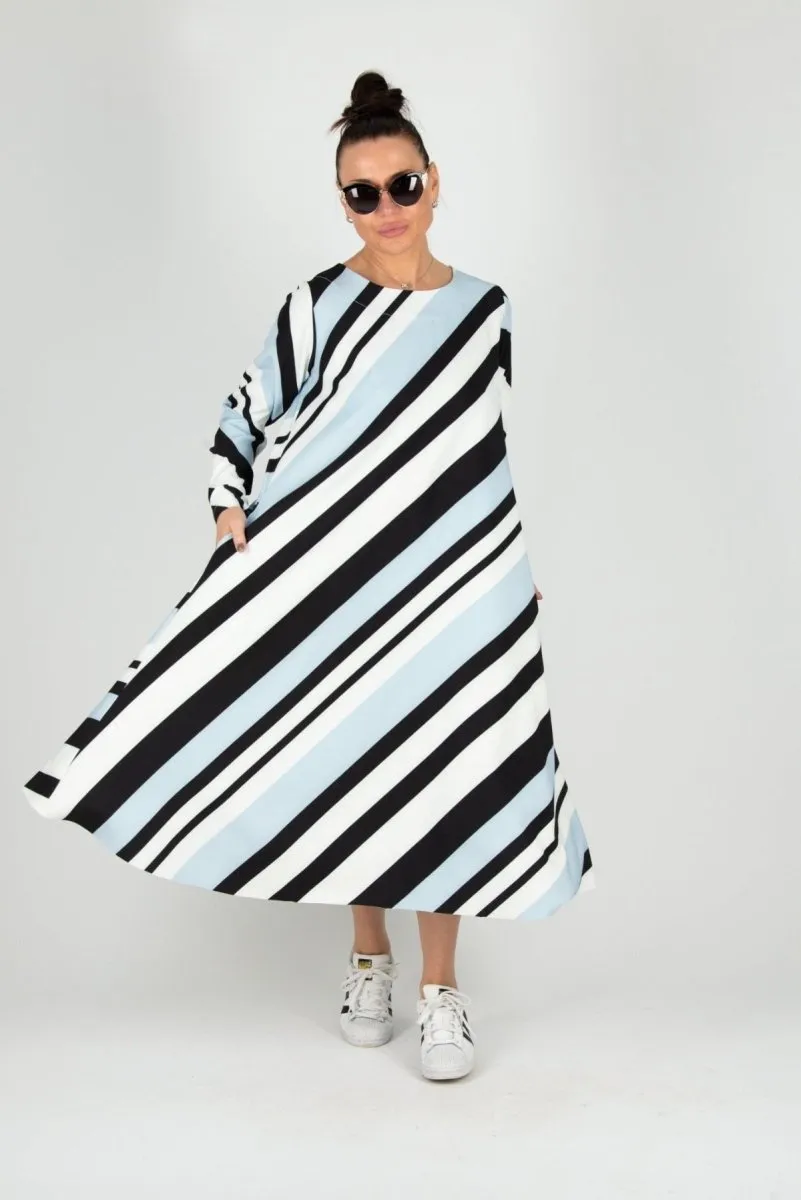 A line Beige Stripe Dress Margo SALE