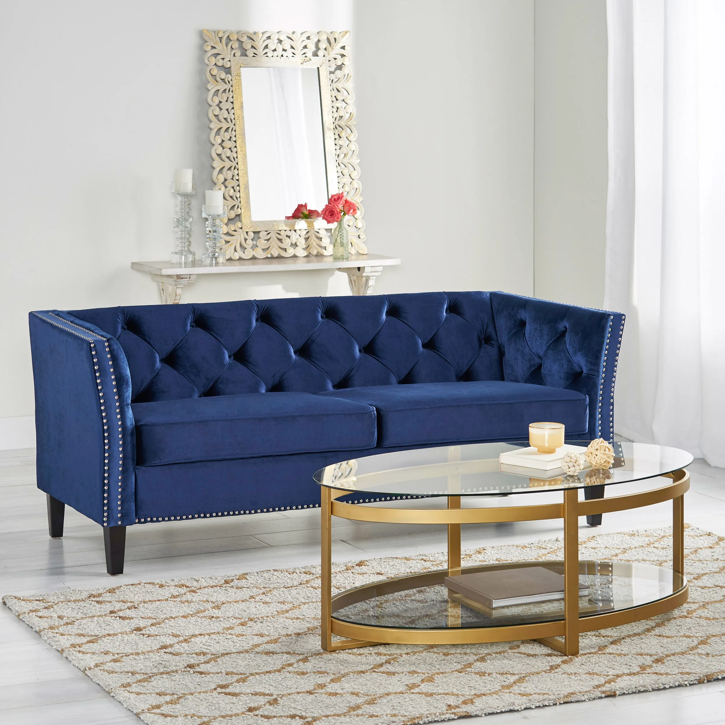 Alessio Contemporary Tufted Velvet 3 Seater Sofa