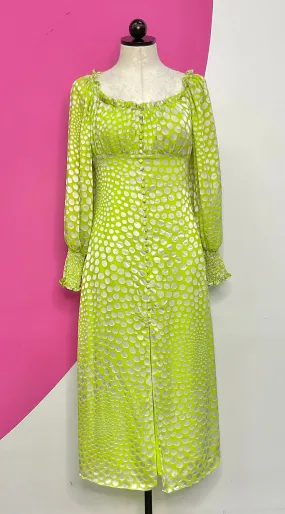 ANTHRO EXQUISE MERYL POLKA DOT MIDI DRESS - S