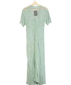 Anthropologie Green Sheer Lace Button Down Midi Dress UK S