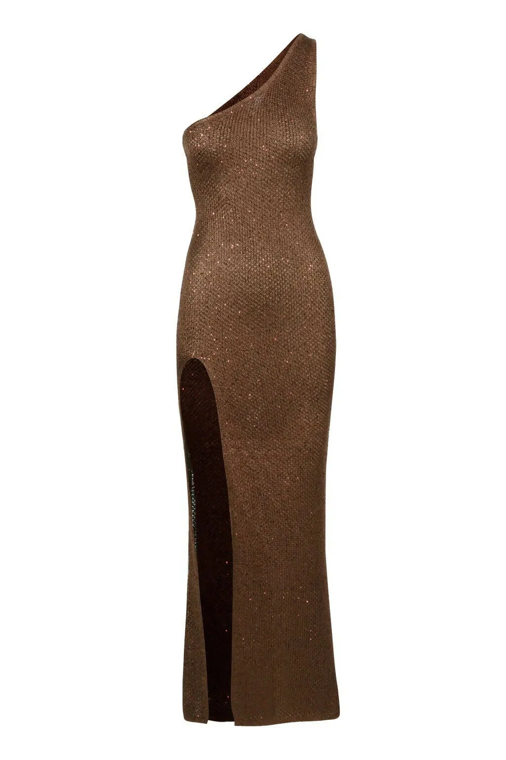 Asta Resort Sofia Split Sequin Midi Dress in Chocolate
