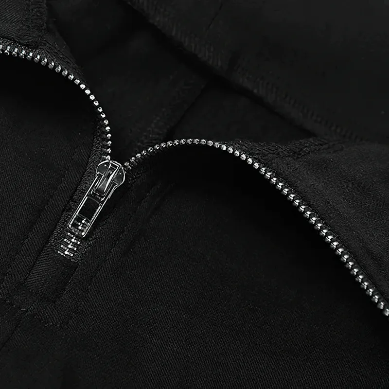 Black Stretch Split-hem Pants / High-waisted Zipper Flared Trousers / Women's Alternative Apparel