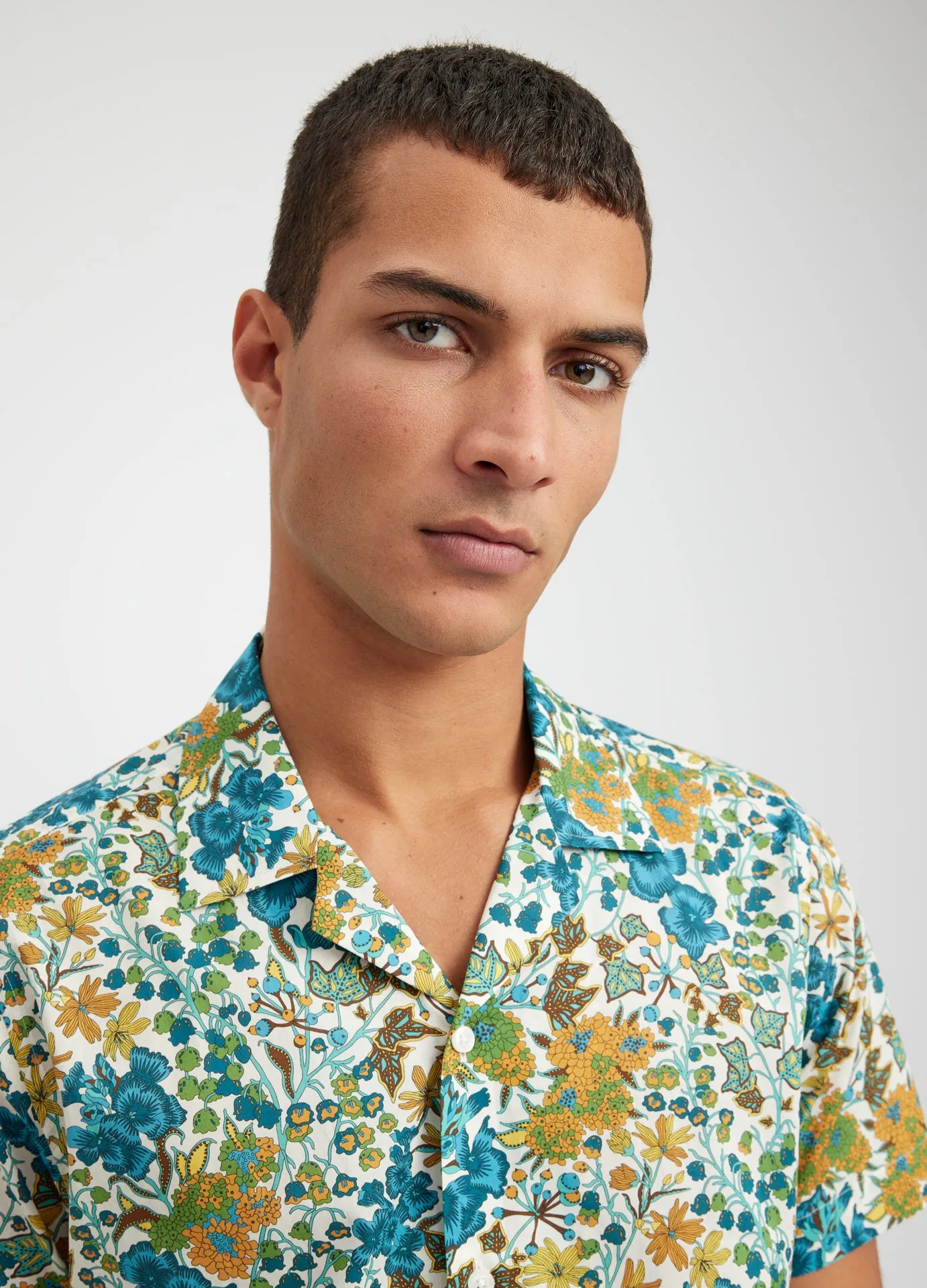 Botanical Print Short Sleeve Shirt Green