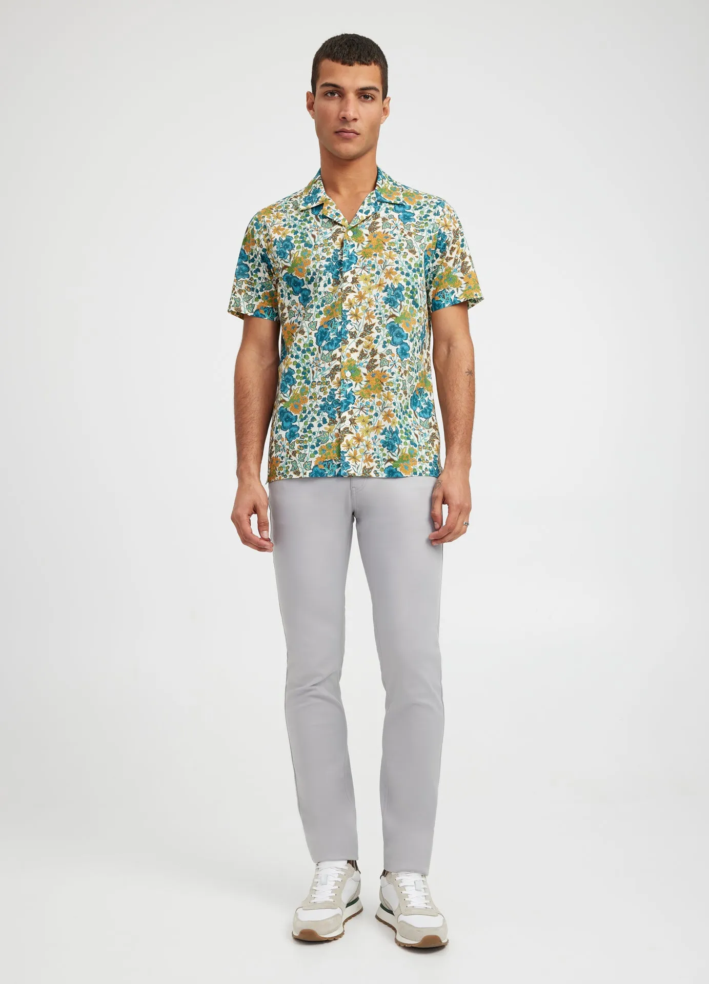Botanical Print Short Sleeve Shirt Green