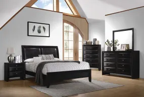 Briana King 5pc Sleigh Bedroom Set | Elegant Black Finish
