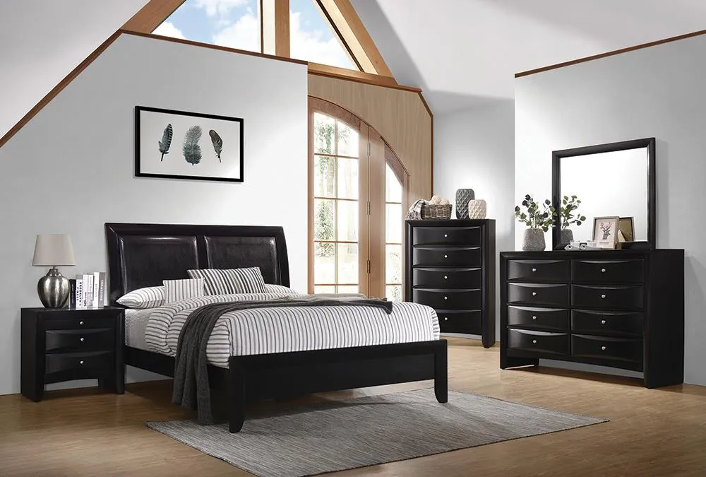 Briana King 5pc Sleigh Bedroom Set | Elegant Black Finish