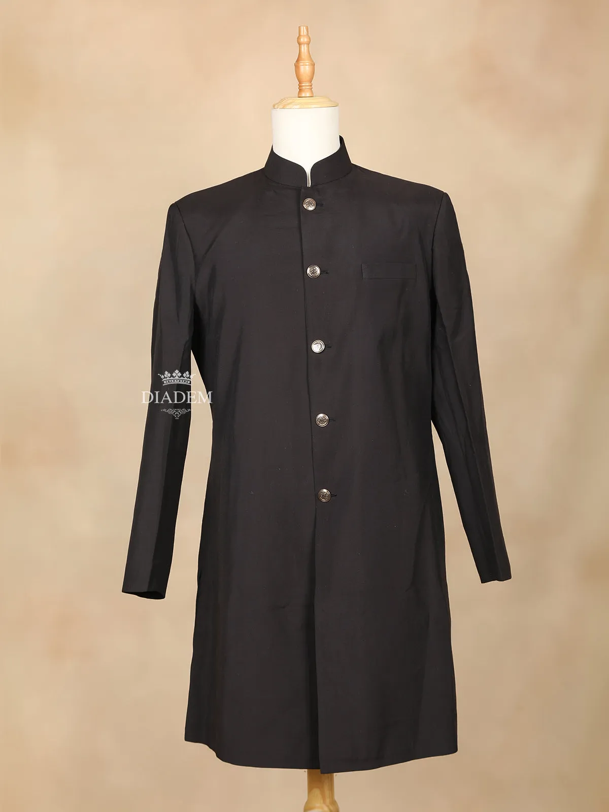 Brown Raw Silk Embroidered Indo-Western Sherwani Suit and Pant