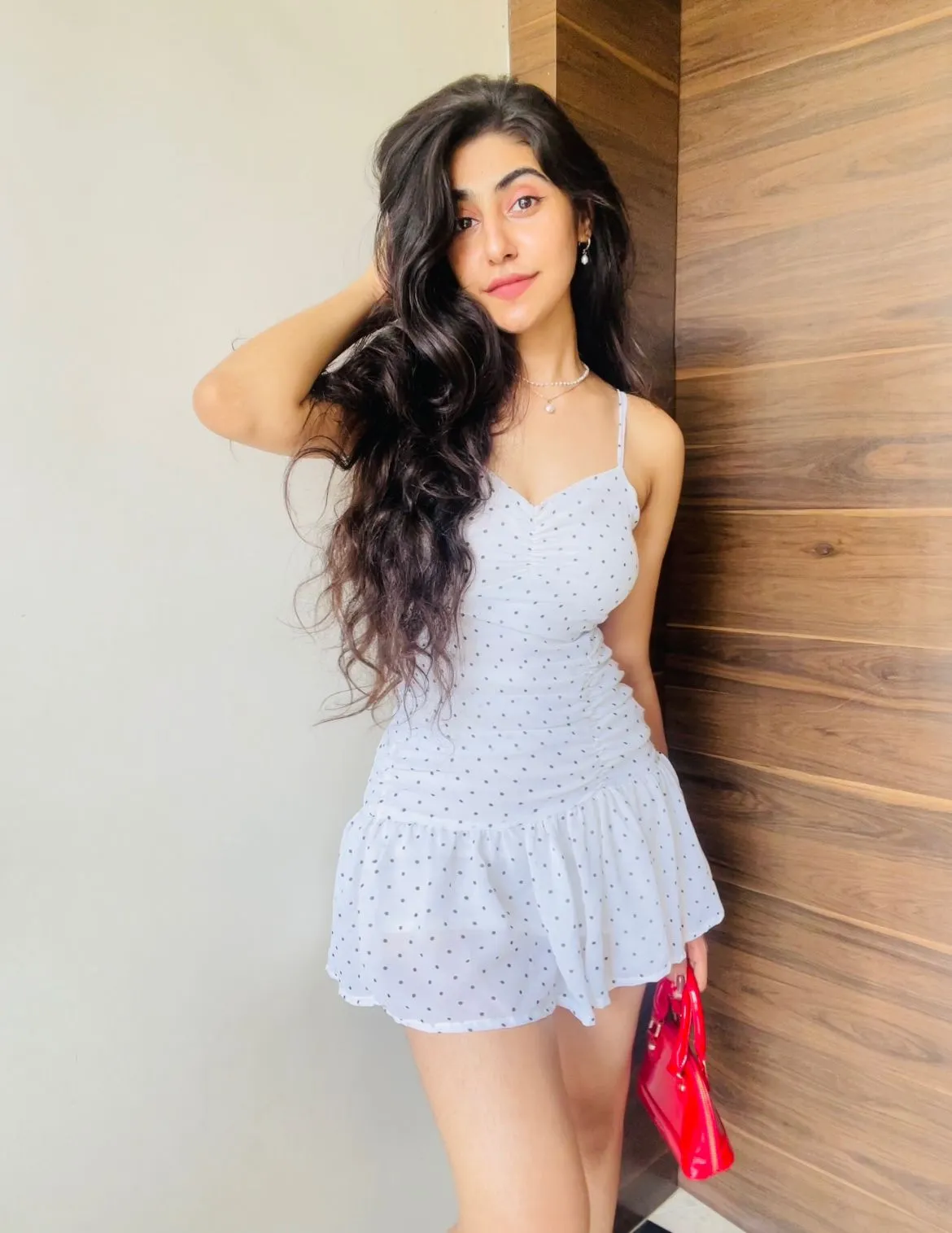 Clara white polka dot dress