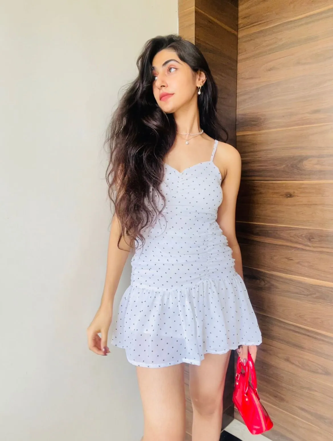 Clara white polka dot dress