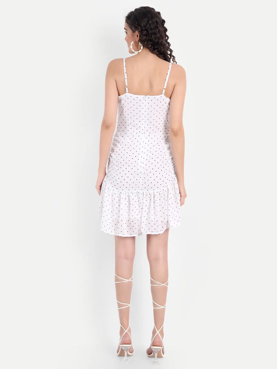 Clara white polka dot dress