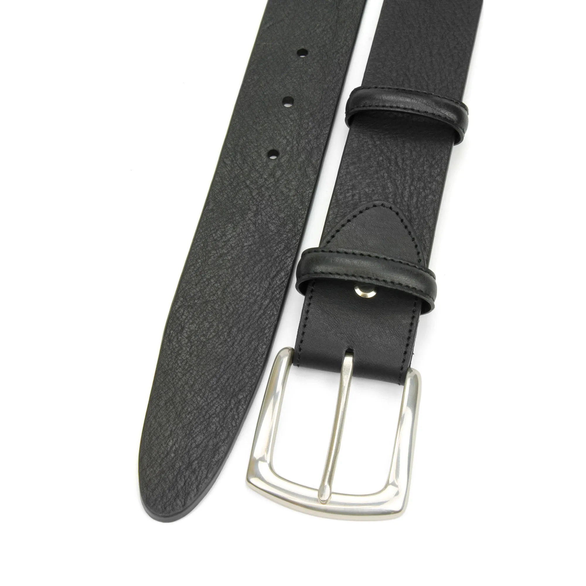 Classic Black Silver Finish Prong Belt