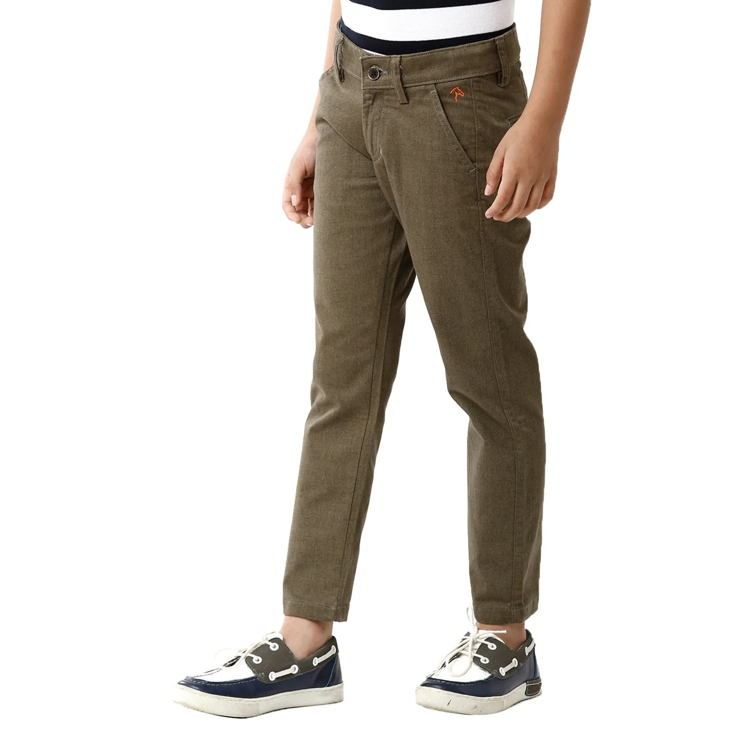 CP BRO BOYS Cotton Solid Slim Fit Dark Green Color Trouser - BBTR S2 01 B
