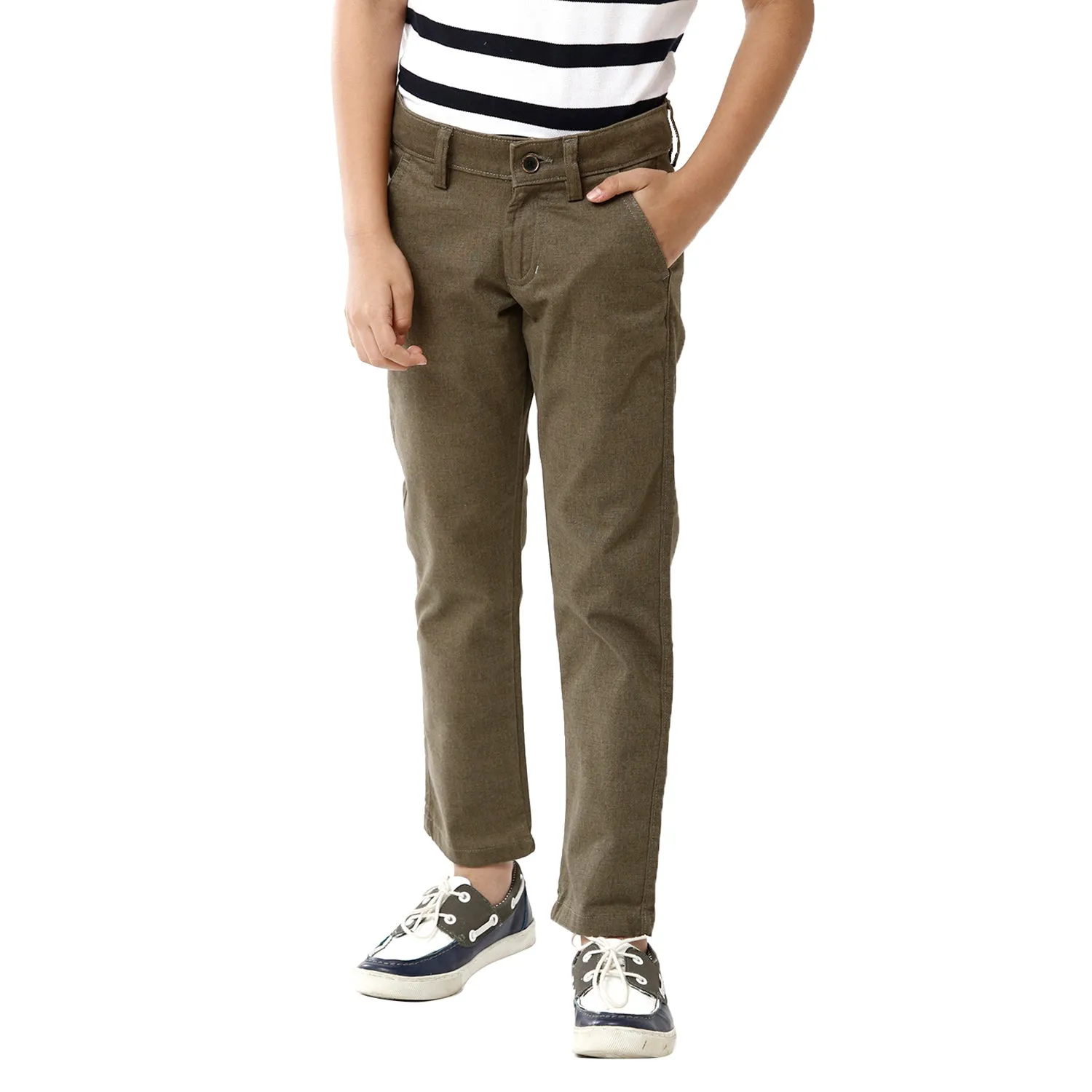 CP BRO BOYS Cotton Solid Slim Fit Dark Green Color Trouser - BBTR S2 01 B