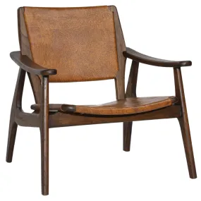 Dania Leather Chair, Medium Brown