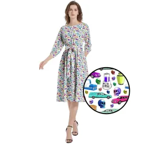 Death of the Party - Boat Neck Belted Flared Dress