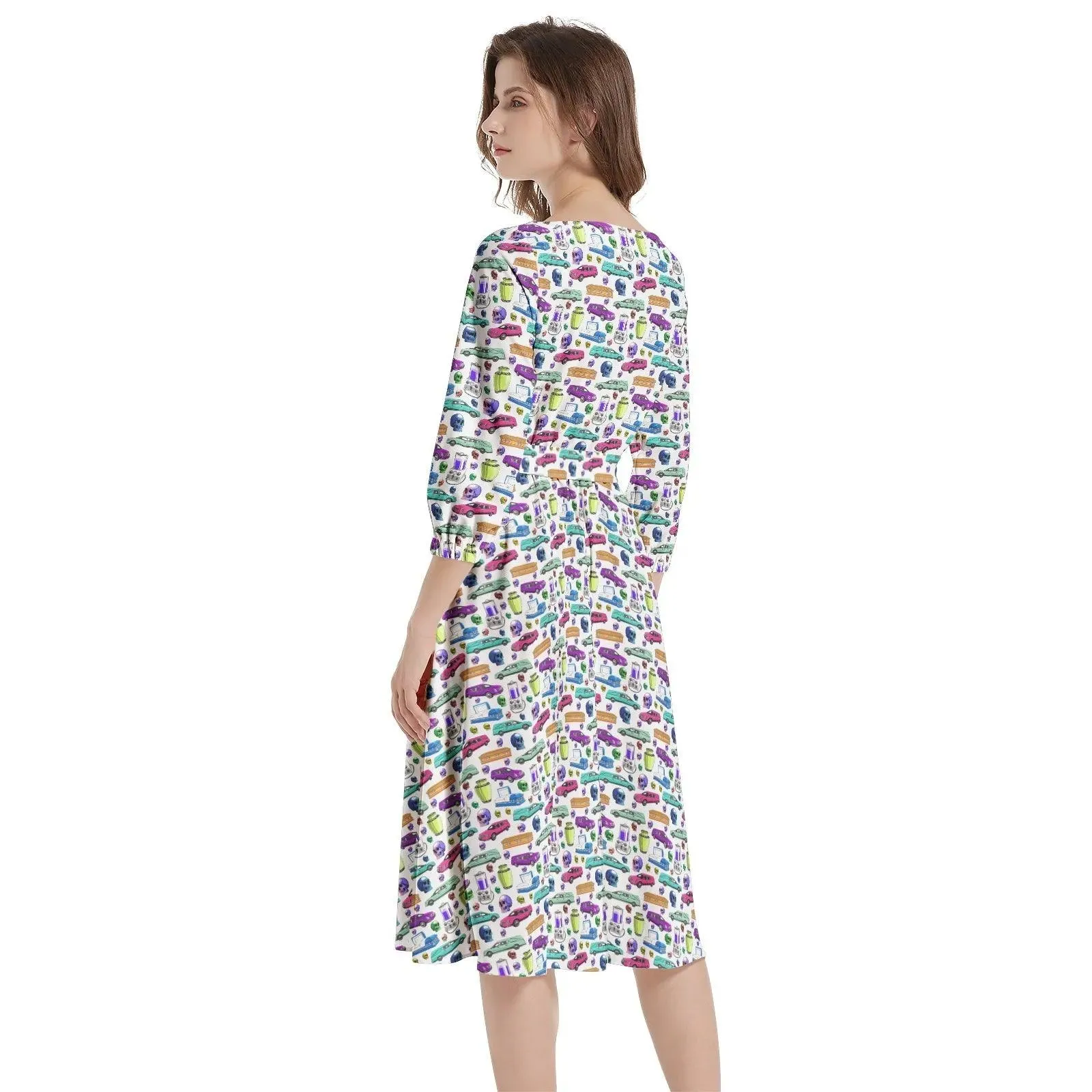 Death of the Party - Boat Neck Belted Flared Dress
