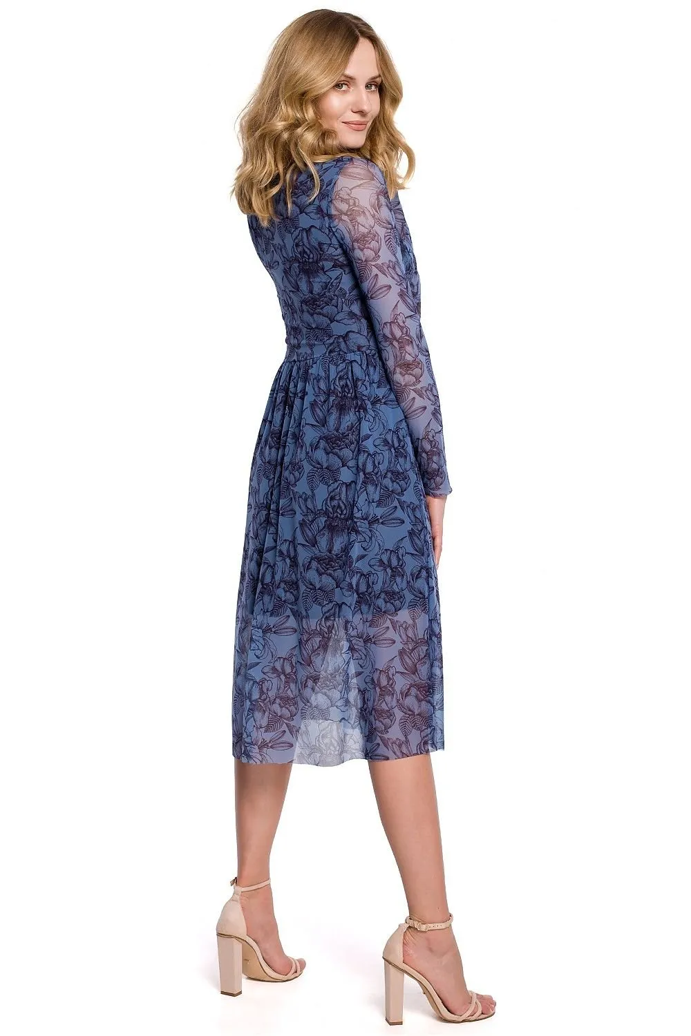 Delicate mesh with floral patterns evening dress