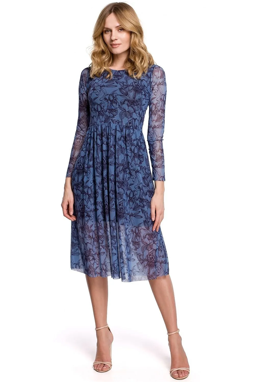 Delicate mesh with floral patterns evening dress