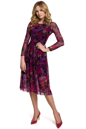 Delicate mesh with floral patterns evening dress