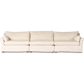 Delray 3 Piece Slipcover Sectional, Evere Oatmeal