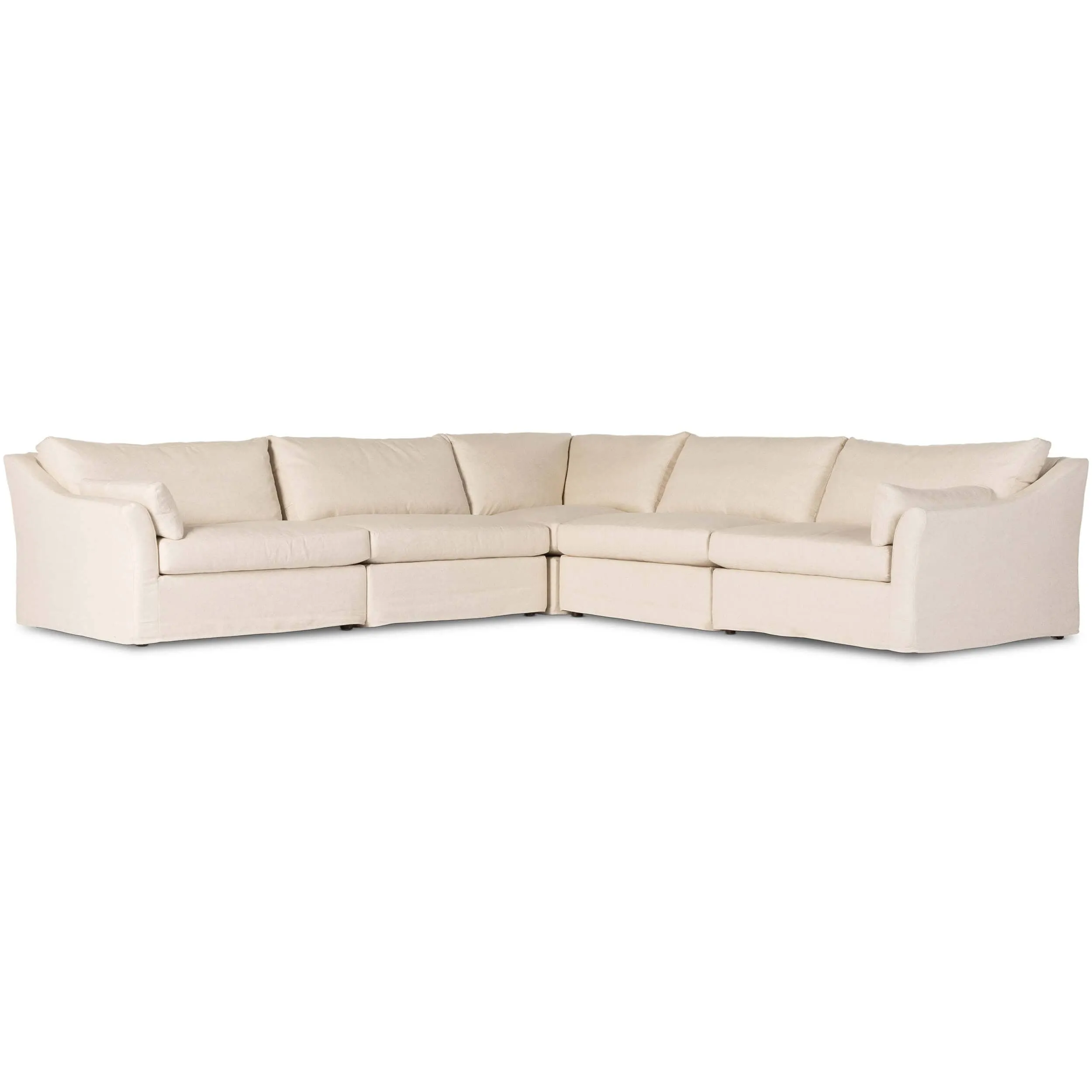 Delray 5 Piece Slipcover Sectional, Evere Oatmeal