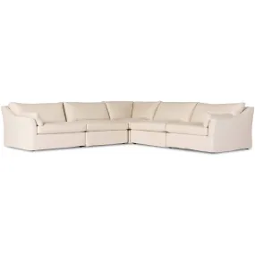 Delray 5 Piece Slipcover Sectional, Evere Oatmeal