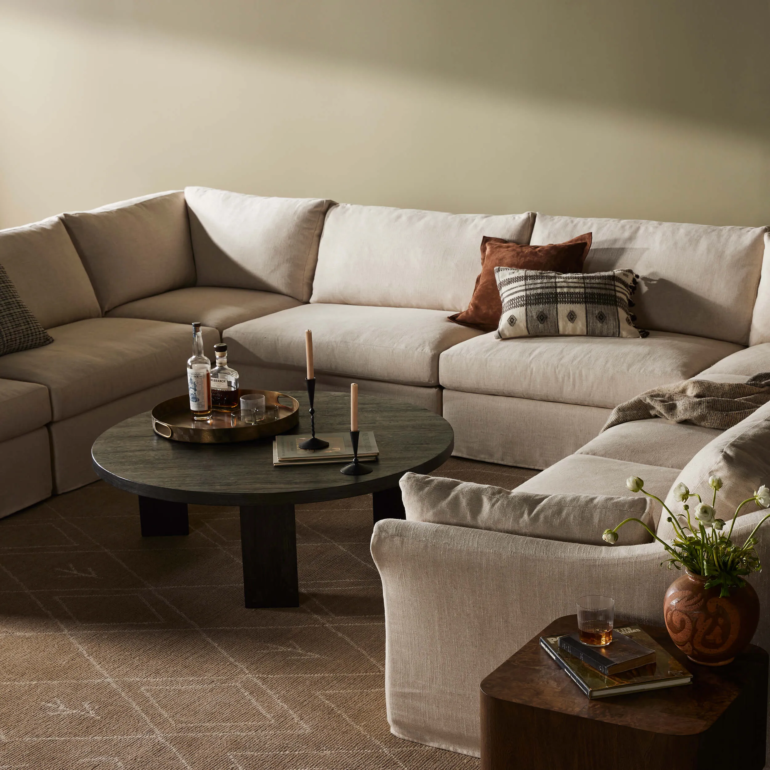 Delray 8 Piece Slipcover Sectional, Evere Oatmeal