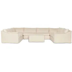 Delray 8 Piece Slipcover Sectional w/Ottoman, Evere Oatmeal