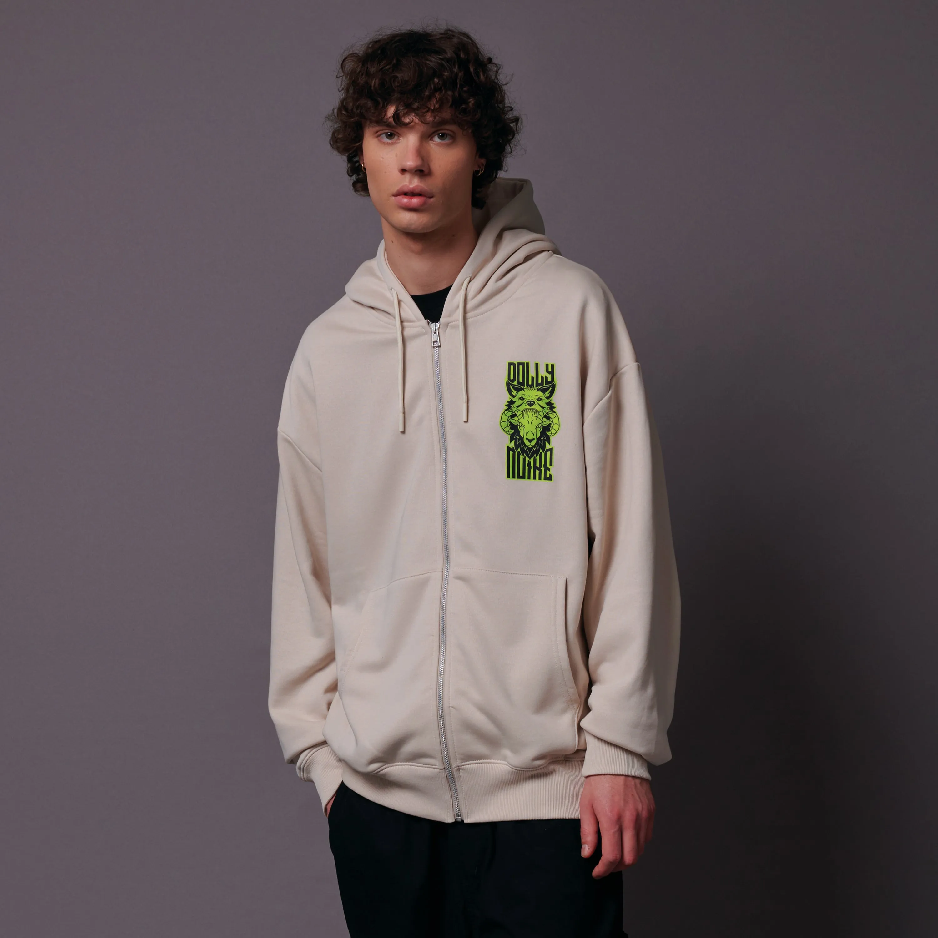 Dolly The GOAT Zip Hoodie Beige