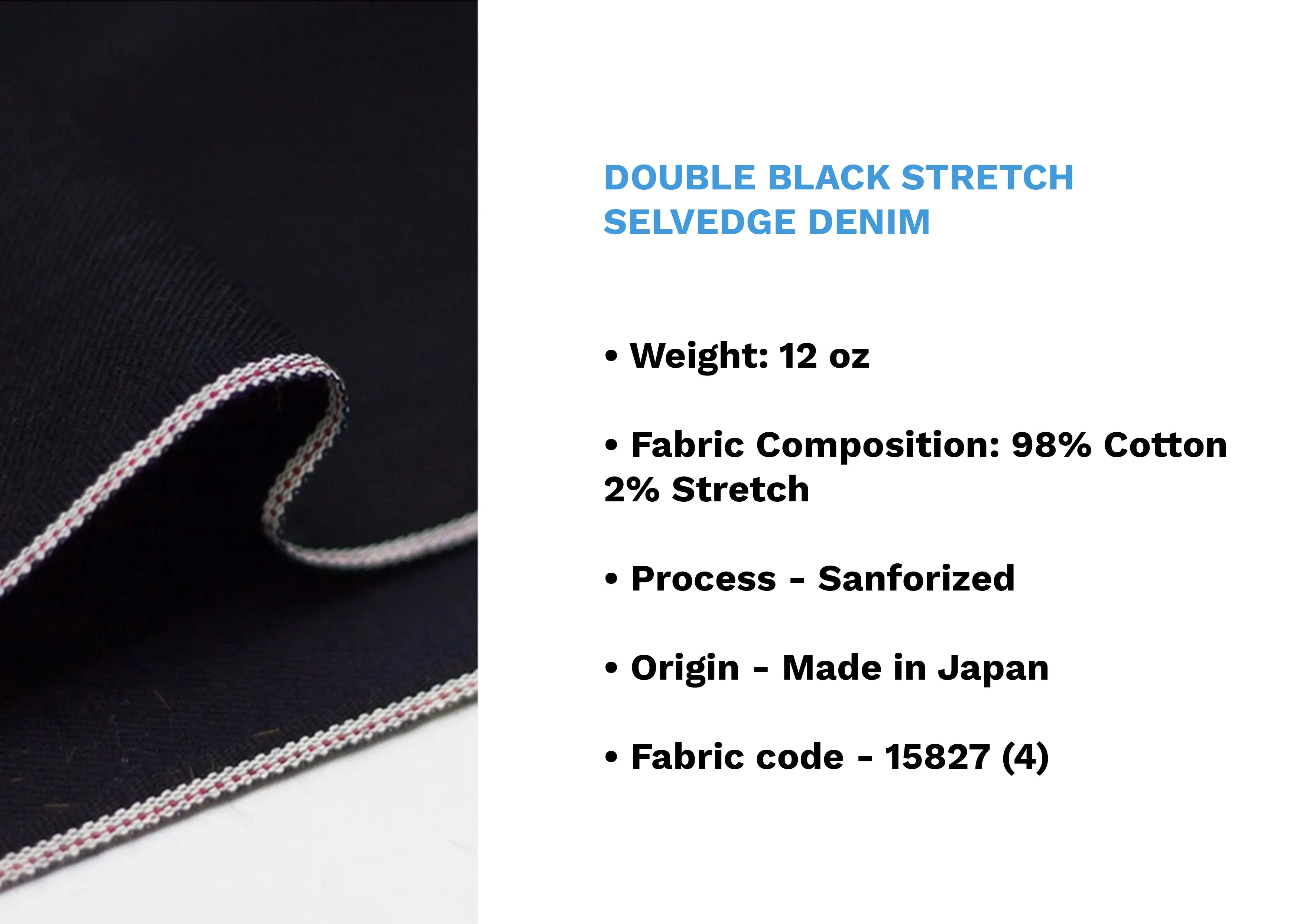 DOUBLE BLACK STRETCH SELVEDGE DENIM