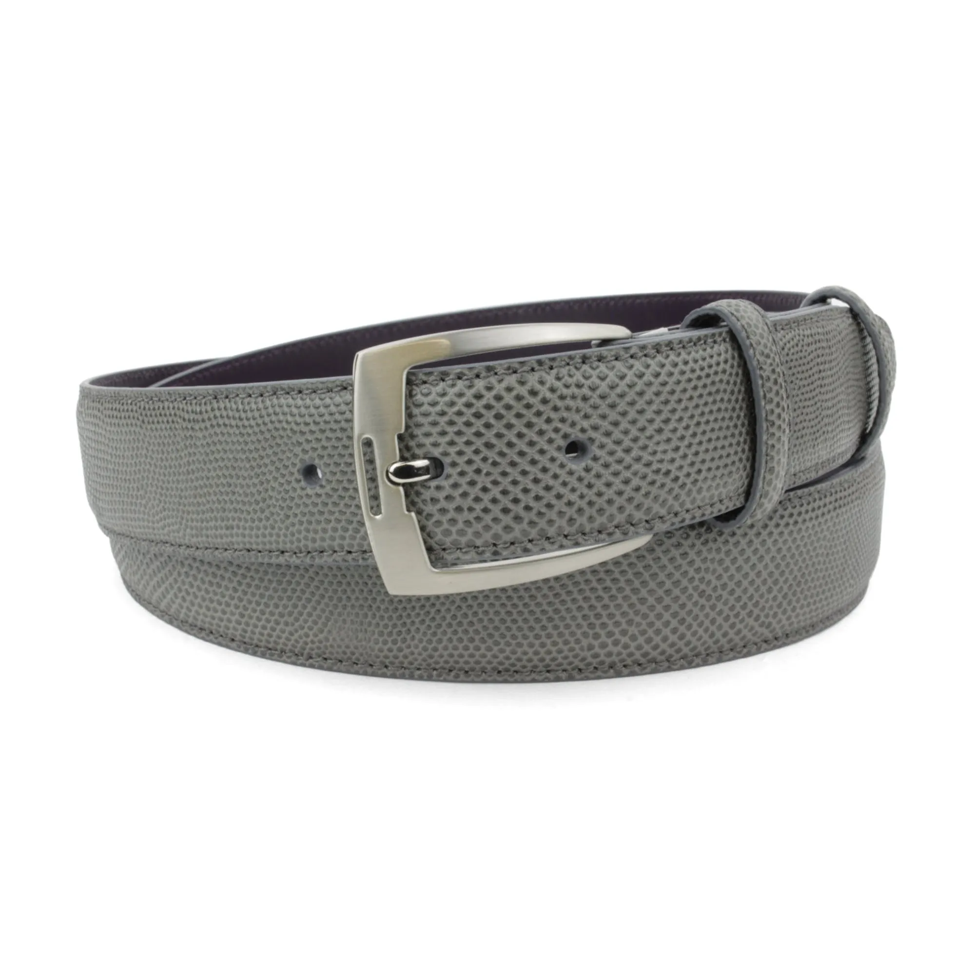 Dove Grey Carung Texture Satin Prong Belt