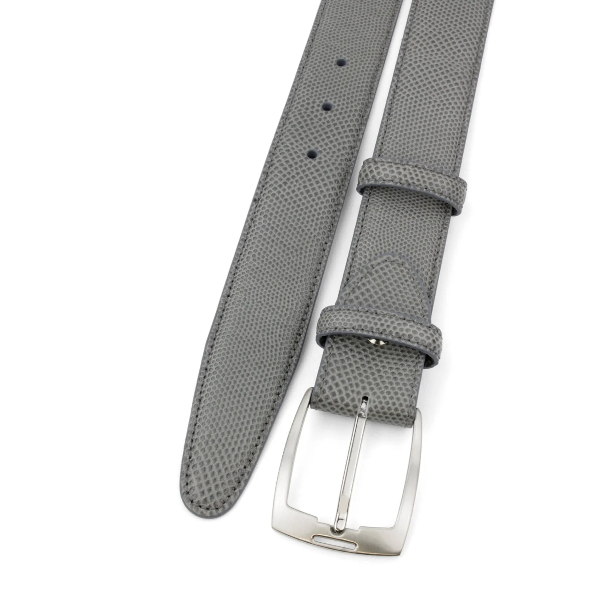 Dove Grey Carung Texture Satin Prong Belt