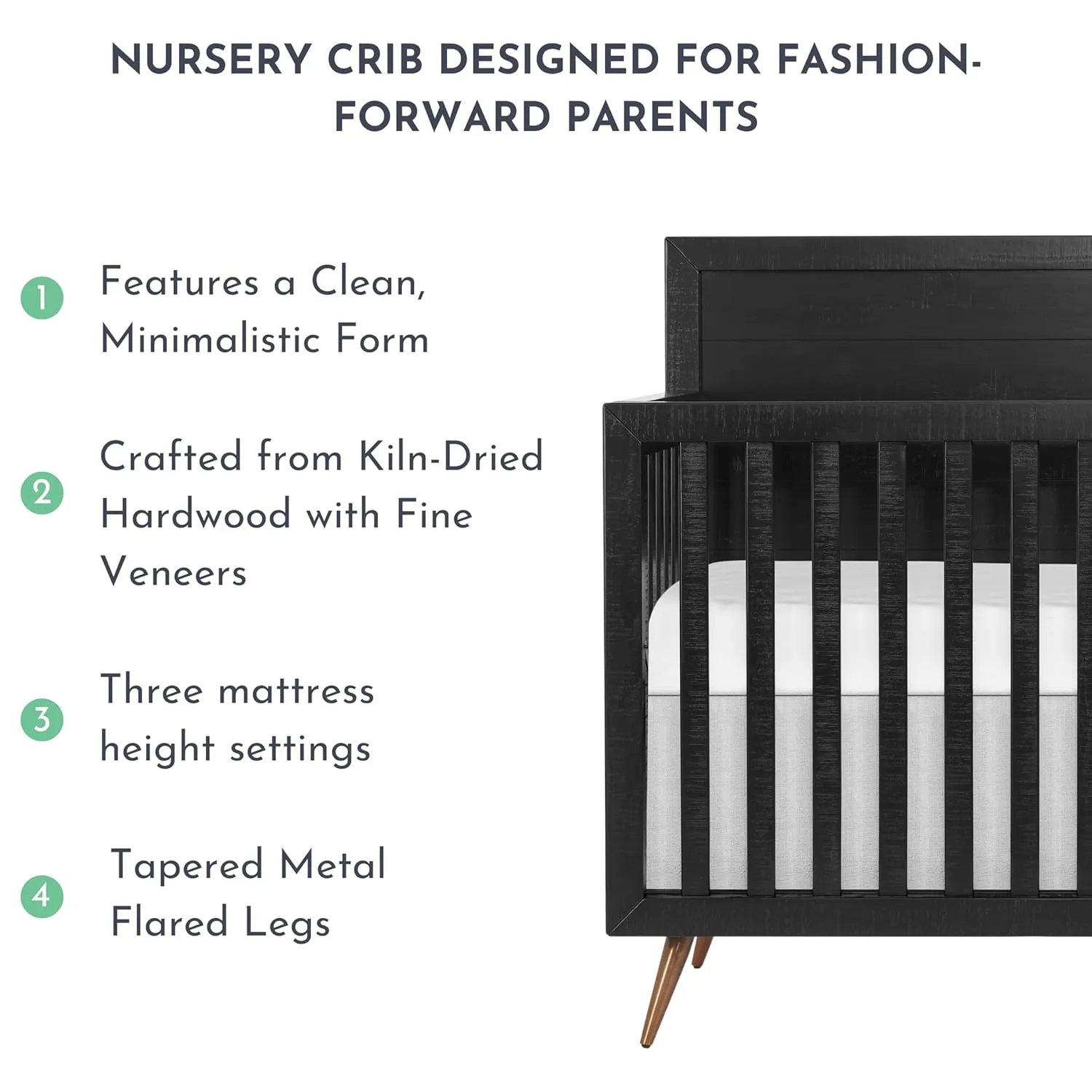 Dream On Me Evolur Stilnovo Mid Century 4-in-1 Convertible Crib