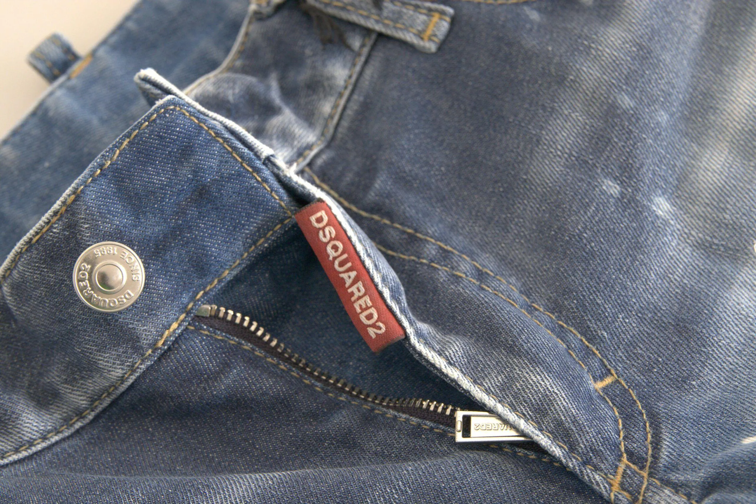 Dsquared² Blue Tattered Mid Waist Flared Denim Jeans