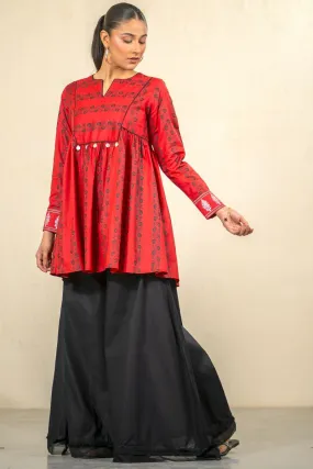 Ego - Crimson 1 piece - Rust - Cotton - Flared Cut - Hand Screen Print