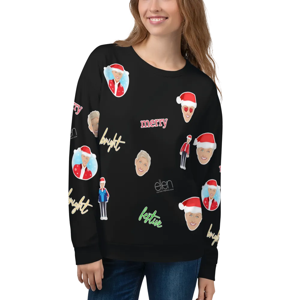 Ellen's Holiday Emoji All Over Sweatshirt