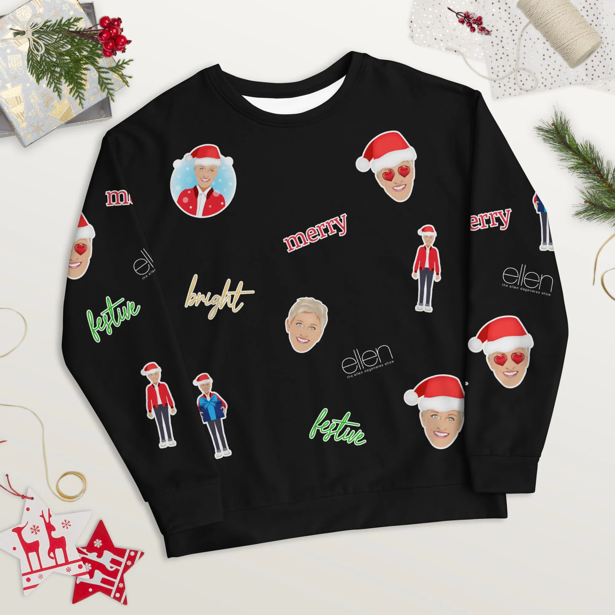 Ellen's Holiday Emoji All Over Sweatshirt