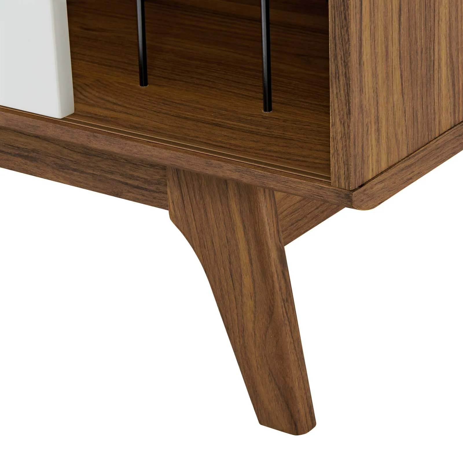 Envision Vinyl Record Display Stand Walnut White EEI-4261-WAL-WHI