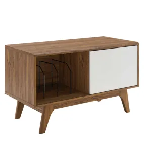 Envision Vinyl Record Display Stand Walnut White EEI-4261-WAL-WHI