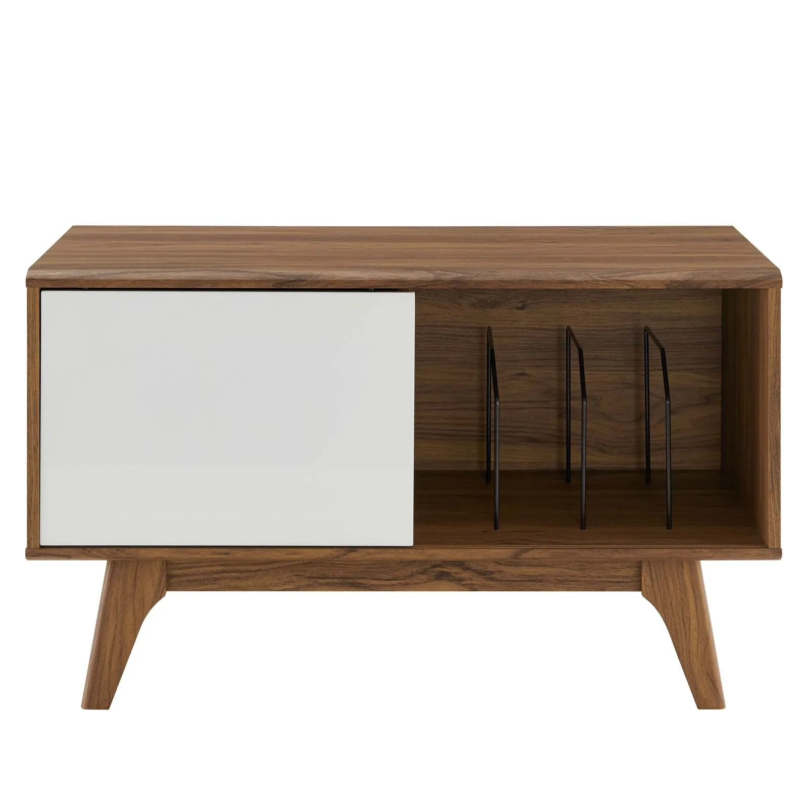 Envision Vinyl Record Display Stand Walnut White EEI-4261-WAL-WHI