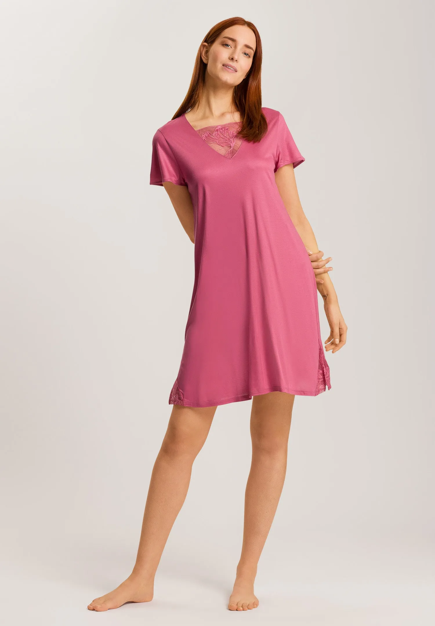 Eva TENCEL™ Lace Accented Nightgown | Rose Wine 74886-2414