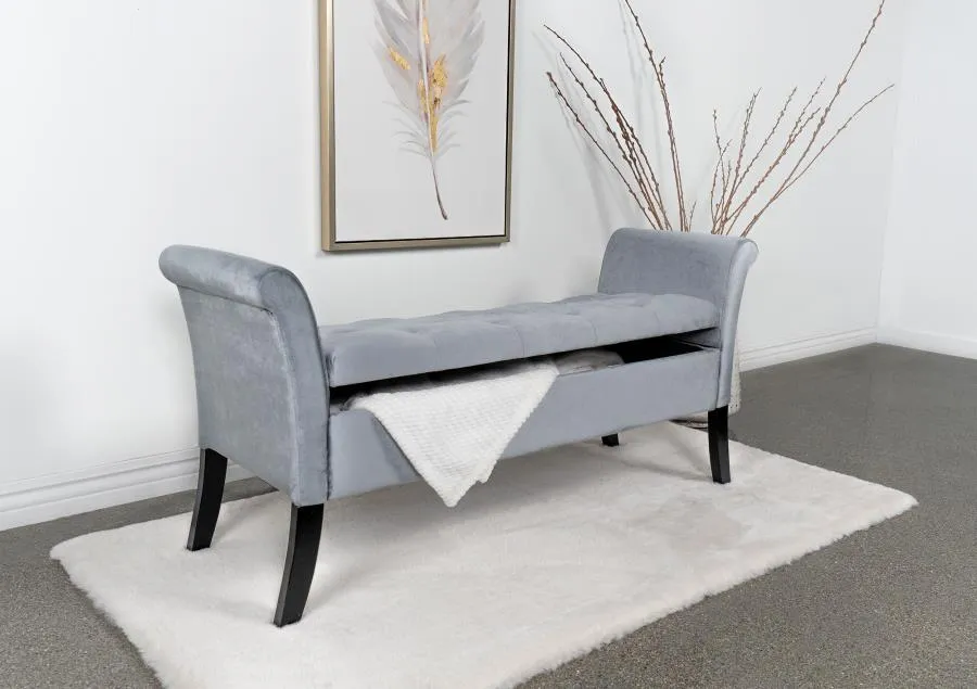 Farrah Upholstered Rolled Arms Storage Bench