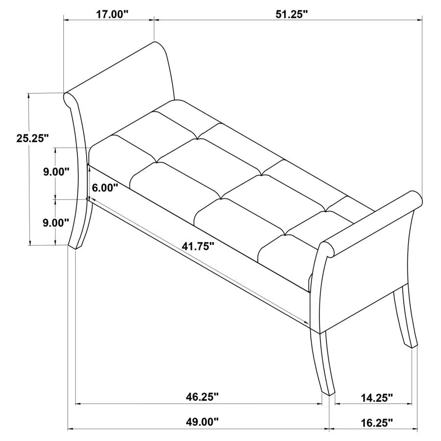 Farrah Upholstered Rolled Arms Storage Bench