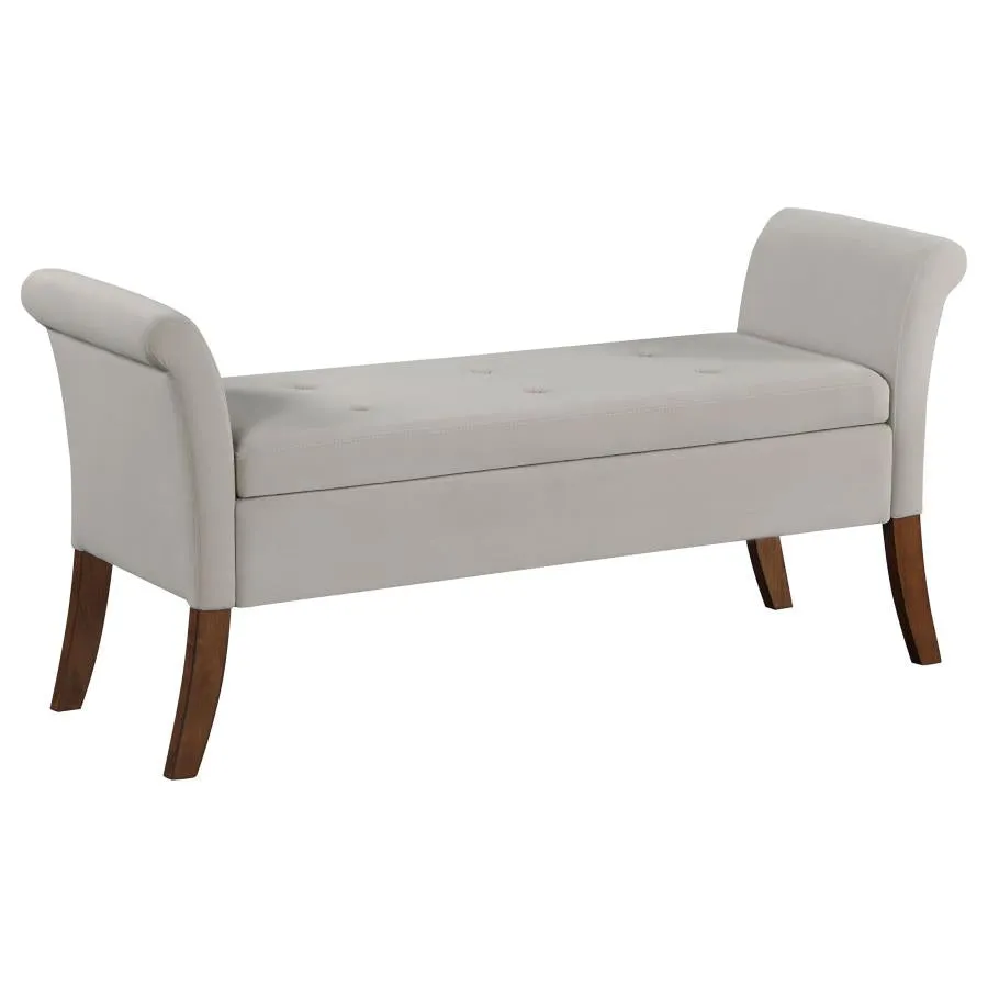 Farrah Upholstered Rolled Arms Storage Bench